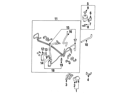 1995 Nissan 240SX P/S Pump & Hoses, Steering Gear & Linkage Hose-Return, Power Steering Diagram for 49725-70F01