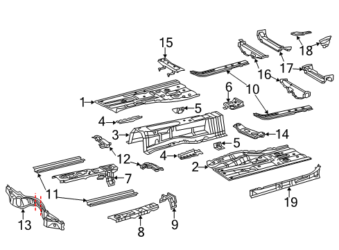 2014 Lexus IS350 Pillars, Rocker & Floor - Floor & Rails Pan, Front Floor, LH Diagram for 58112-53051