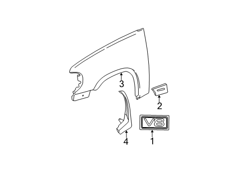 2005 Ford Explorer Exterior Trim - Fender Body Side Molding Diagram for 1L2Z-7816160-EA