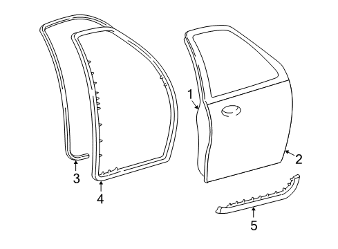 2003 Lincoln Navigator Front Door Weatherstrip Diagram for 6L1Z-7820708-A