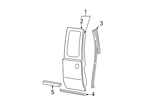 2007 Ford F-350 Super Duty Rear Door & Components, Exterior Trim Weatherstrip On Body Diagram for 9C3Z-28253A10-A