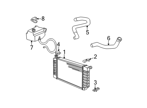 1998 Chevrolet K1500 Radiator & Components Radiator Assembly Diagram for 52470426