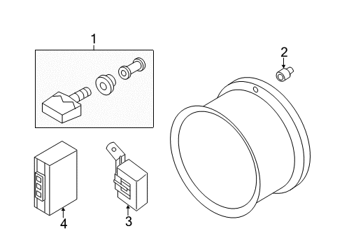 2015 Chevrolet City Express Tire Pressure Monitoring TPMS Sensor Nut Diagram for 19316556