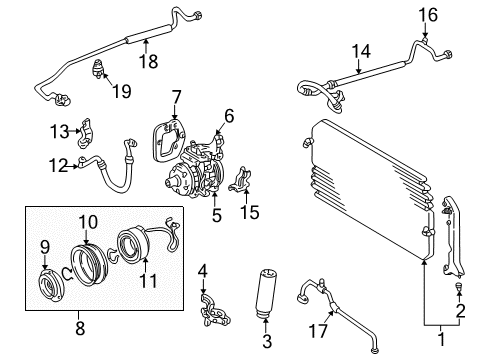 1997 Toyota Camry Air Conditioner Discharge Hose Diagram for 88711-06070