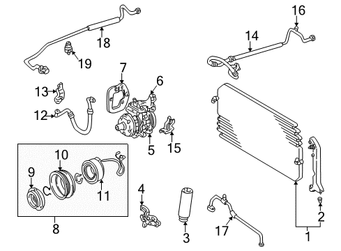 1998 Toyota Camry Air Conditioner AC Line Diagram for 88716-06121