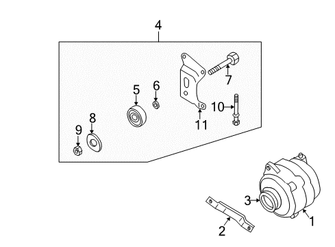 2001 Infiniti QX4 Belts & Pulleys Bracket-Idler Pulley Diagram for 11926-4P100