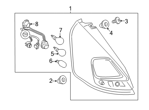 2017 Ford Fiesta Bulbs Tail Lamp Assembly Grommet Diagram for BE8Z-16K262-A