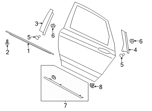 2019 Lincoln MKZ Exterior Trim - Rear Door Side Molding Diagram for DP5Z-5425556-AA