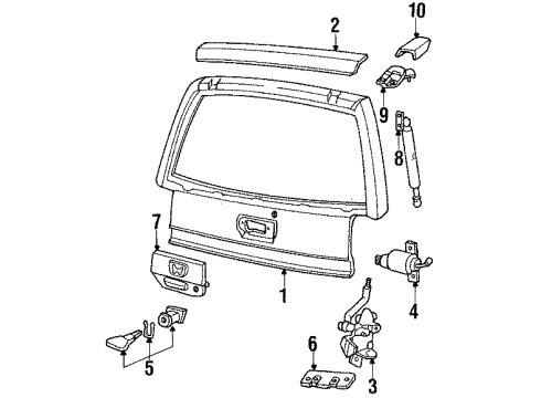 1986 Honda Civic Tail Gate Handle Assembly, Tailgate Diagram for 83307-SB6-013