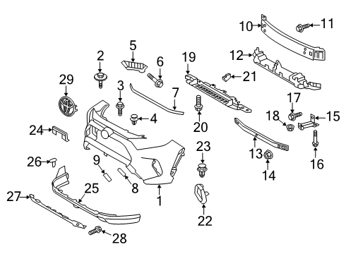 2019 Toyota RAV4 Front Bumper Tow Eye Cap Diagram for 52437-42901