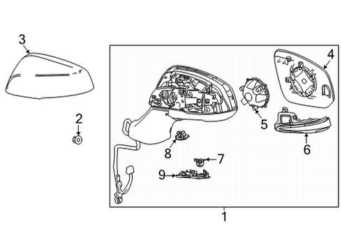 2022 Toyota Highlander Outside Mirrors Mirror Cover Diagram for 87945-0E070-B6
