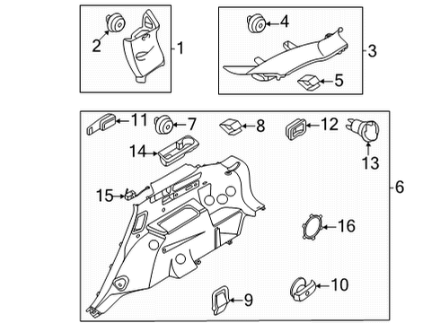 2021 Kia Sorento Interior Trim - Quarter Panels Trim Assembly-Gate PILLA Diagram for 85855R5100GYT