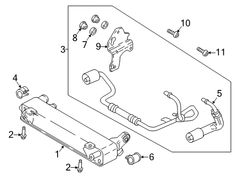 2020 Ford F-150 Trans Oil Cooler Transmission Cooler Diagram for JL3Z-7869-A