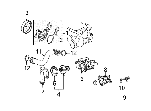 2012 Honda Fit Powertrain Control Pulley, Water Pump Diagram for 19224-RB0-000