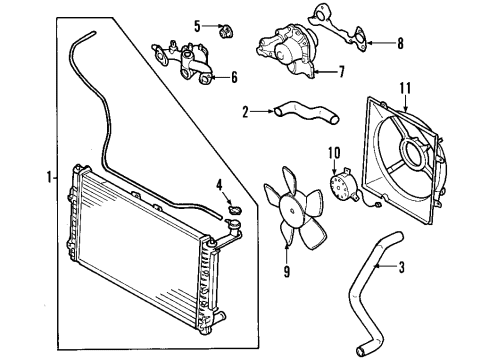 2005 Kia Sedona Cooling System, Radiator, Water Pump, Cooling Fan Motor-Fan Diagram for 0K52Y15150