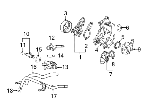 2009 Acura RDX Powertrain Control Lower Water Outlet Diagram for 19360-RWC-A00