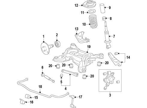 2013 Chevrolet Caprice Rear Suspension, Lower Control Arm, Upper Control Arm, Stabilizer Bar, Suspension Components Bearing Diagram for 92171057