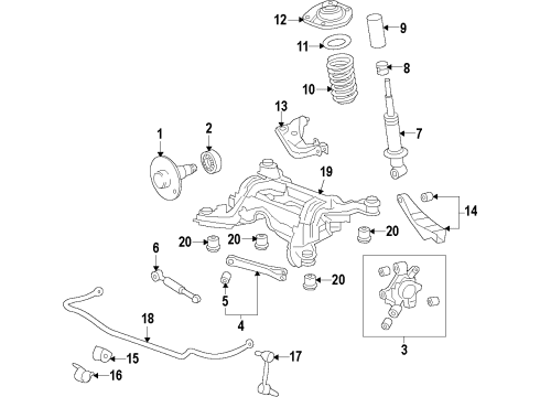 2013 Chevrolet Caprice Rear Suspension, Lower Control Arm, Upper Control Arm, Stabilizer Bar, Suspension Components Trailing Arm Diagram for 92287746