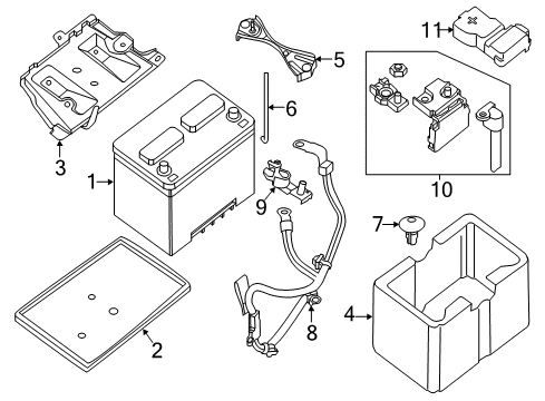 2013 Nissan Altima Battery Cable Assy-Battery Earth Diagram for 24080-3TA0A