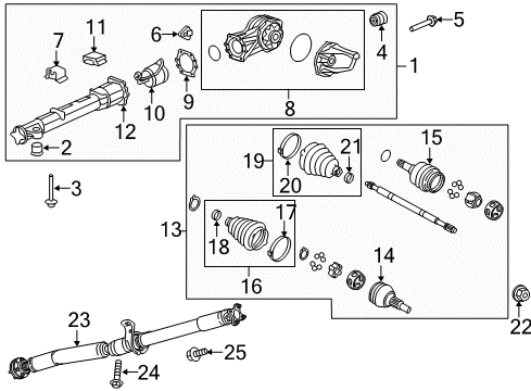 2012 Chevrolet Traverse Axle & Differential - Rear Propeller Shaft Assembly Diagram for 23167530