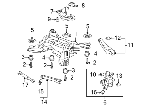 2009 Pontiac G8 Rear Suspension, Lower Control Arm, Upper Control Arm, Stabilizer Bar, Suspension Components Bushing Asm-Rear Suspension Control Arm Diagram for 92172597