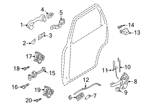 2011 Mercury Mariner Rear Door Lower Hinge Bolt Diagram for -W710484-S439