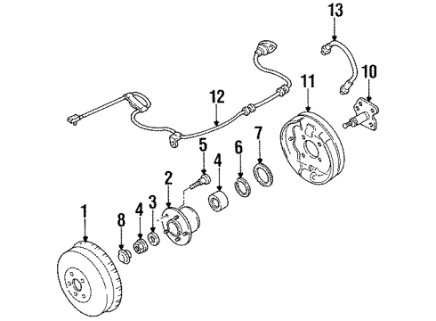 1996 Mercury Villager Anti-Lock Brakes Spindle Diagram for F3XY4A053A