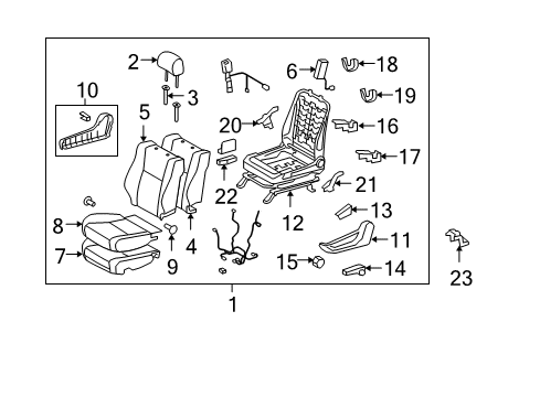 2007 Toyota Tundra Driver Seat Components Cushion Cover Diagram for 71072-0C280-B3