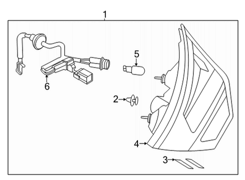 2021 Nissan Rogue Backup Lamps Harness-Sub, Rear Combination Lamp Diagram for 26551-6RA1A