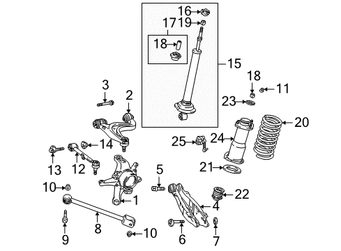 2001 Lexus IS300 Rear Suspension Components, Upper Control Arm, Ride Control, Stabilizer Bar Rear Suspension Support Assembly Diagram for 48750-51010