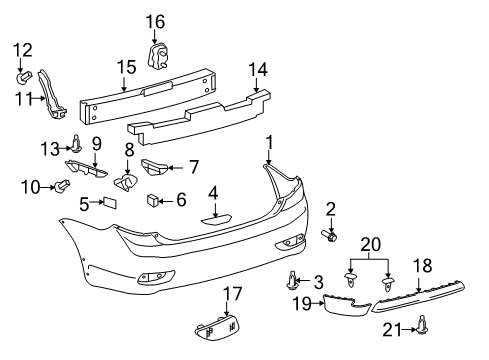 2013 Toyota Corolla Rear Bumper Step Pad Diagram for PT278-12111