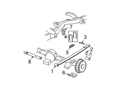 1996 Chevrolet P30 Rear Suspension Components, Drive Axles Leaf Spring Diagram for 15225237