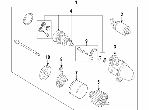 2010 Hyundai Genesis Starter Planet Gear Assembly Diagram for 361413F010