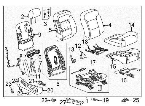 2020 Chevrolet Tahoe Passenger Seat Components Cushion Cover Diagram for 84549876