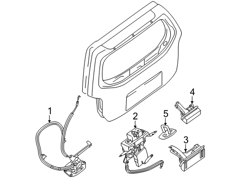 2007 Nissan Pathfinder Lift Gate - Lock & Hardware Back Door Lock Assembly Diagram for 90502-EA50B