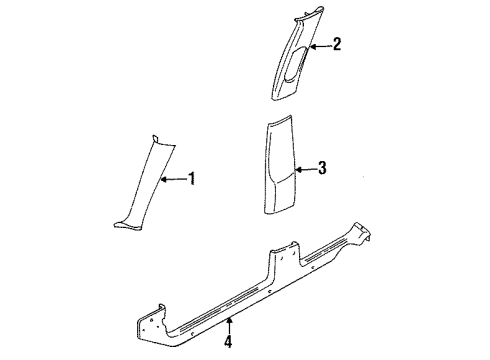 1998 Mercury Mystique Interior Trim - Pillars, Rocker & Floor Weatherstrip Pillar Trim Diagram for F8RZ5403598AAC