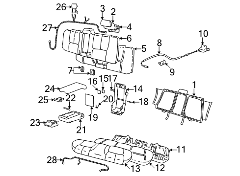 2000 Cadillac Seville Rear Seat Components Module Asm-P&Driver Seat Heater Control Diagram for 25643605