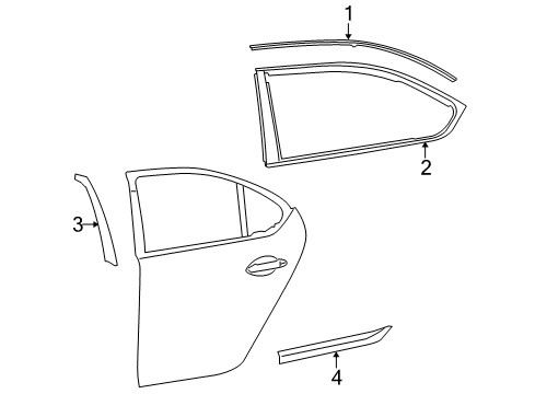 2007 Lexus LS460 Exterior Trim - Rear Door Moulding Sub-Assy, Rear Door, Outside LH Diagram for 75076-50060-A1