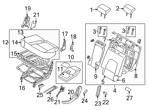 2007 Hyundai Veracruz Second Row Seats 2Nd Seat Armrest Assembly, Left Diagram for 89900-3J100-V9B