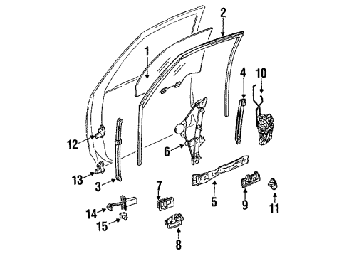 1994 Toyota Camry Front Door Glass & Hardware, Lock & Hardware Link Assy, Front Door Open Control, LH Diagram for 69720-33020