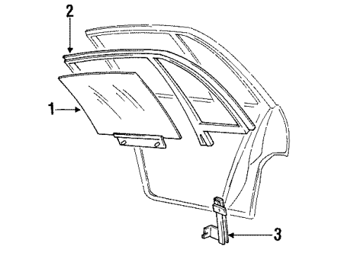 1991 Buick Park Avenue Rear Door - Glass & Hardware Window Kit, Rear Side Door Stationary (W/ Rear Side Door Window Weatherstrip)-RH Diagram for 12371634