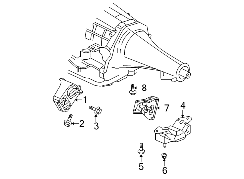 2005 Dodge Ram 1500 Engine & Trans Mounting Bracket-Transmission Mount Diagram for 55366041AA