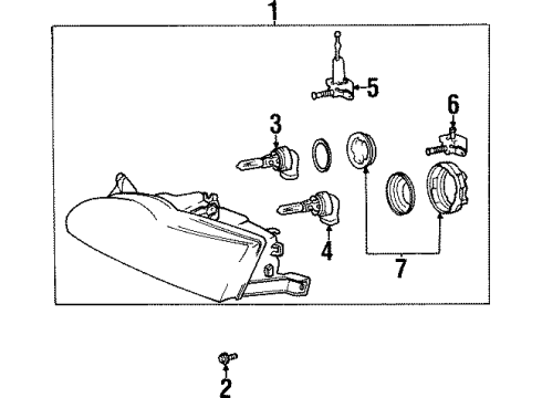 1998 Hyundai Sonata Bulbs Driver Side Headlight Assembly Composite Diagram for 92101-34550