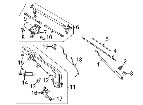 2017 Nissan Frontier Wiper & Washer Components Washer Nozzle Assembly, Passenger Side Diagram for 28932-ZL00A