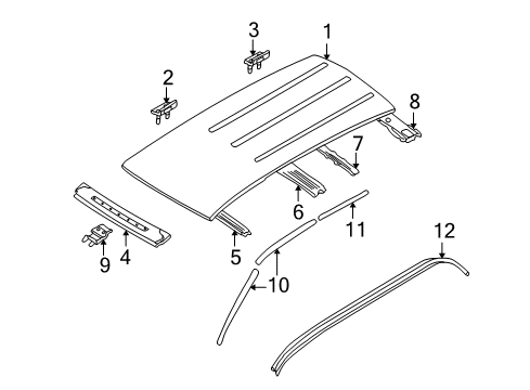 1999 Infiniti QX4 Roof & Components WEATHERSTRIP - Front Door Outside, RH Diagram for 76842-0W011