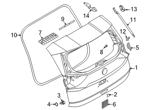 2021 Nissan Rogue Gate & Hardware Door Assy-Back Diagram for 9001A-6RC0B