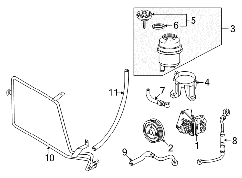 2000 BMW Z3 P/S Pump & Hoses, Steering Gear & Linkage Cooling Line Diagram for 32411093638