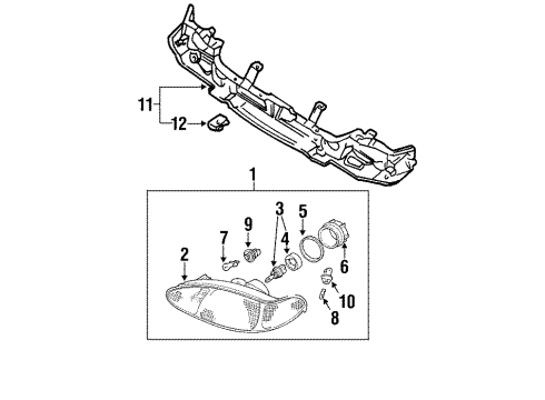 2002 Ford Escort Headlamps Socket & Wire Diagram for F87Z-13411-AA