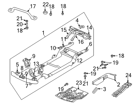 2003 Chevrolet Tracker Frame & Components Bracket, Front Differential Carrier Diagram for 91174830