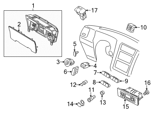 2007 Lincoln Navigator A/C & Heater Control Units Hazard Switch Diagram for 7L7Z-13D730-CA